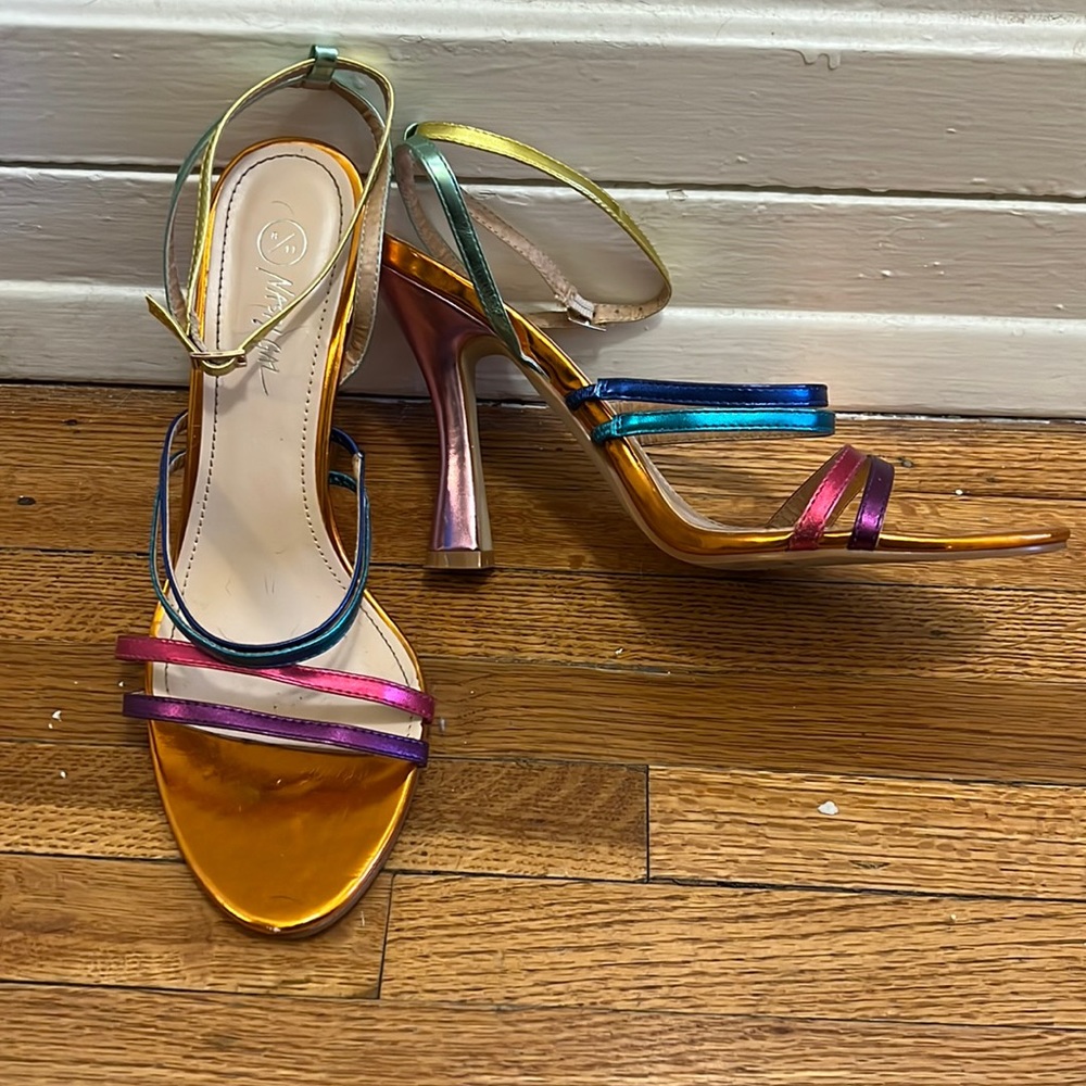 Nasty Gal Metallic Rainbow Strappy Heels